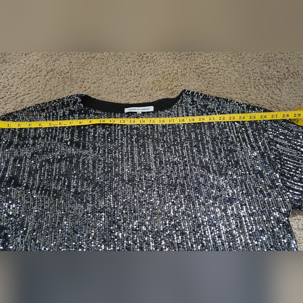 Elegant Black Sequin Women's Top Sz. Medium Cupcake & Cashmere - Picture 4 of 11